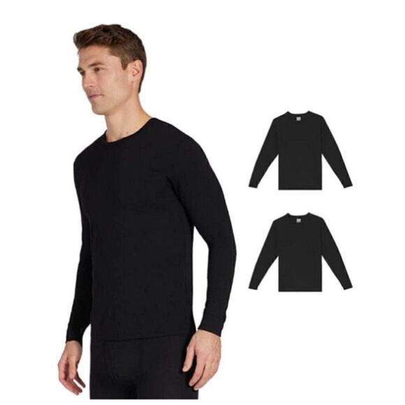 32 Degrees Men's 2-Pack Performance Lightweight Thermal Baselayer Crewneck Top - Picture 1 of 6